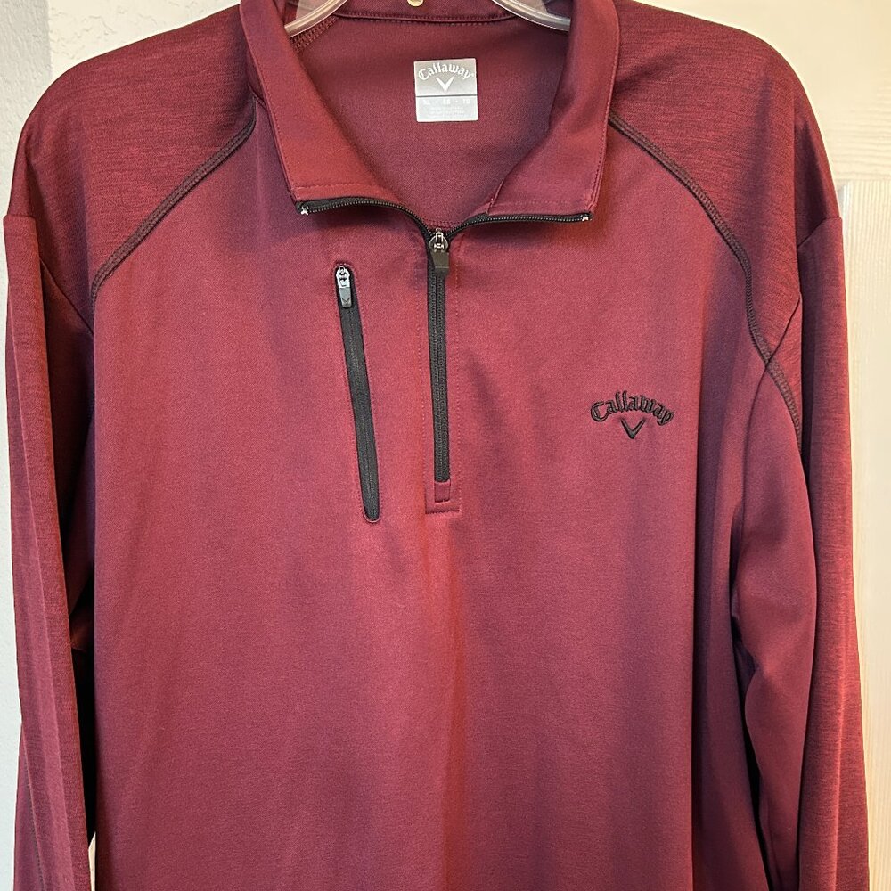 Callaway Quarter Zip Long Sleeve Pullover - Burgundy - XL